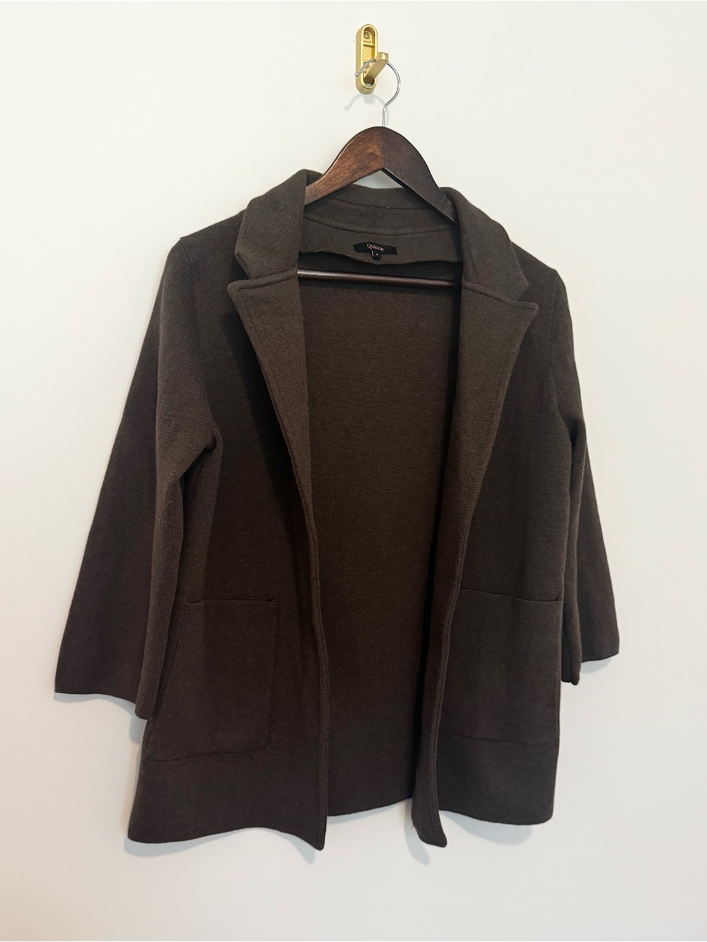 Quince 100% Organic Cotton Knit Blazer Heather Brown Size Small
